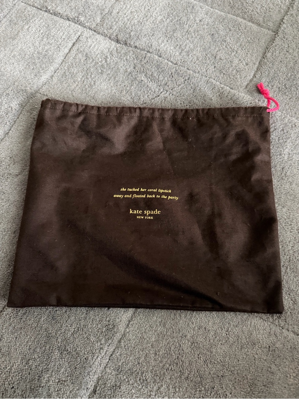 Kate Spade Dust Bag - Brown with Red Drawstring